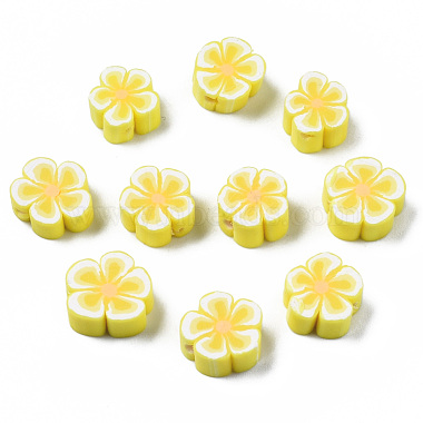 Yellow Flower Polymer Clay Beads
