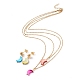 Synthetic Shell Moon Pendant Double Layer Necklaces and Dangle Stud Earrings(SJEW-F217-02G)-1