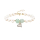 Natural Green Aventurine & Pearl Beaded Bracelet with Cubic Zirconia Heart Charm(BJEW-JB08167-02)-1