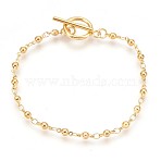 Ion Plating(IP) 304 Stainless Steel Link Chain Bracelets, with Toggle Clasps, Round, Golden, 7-1/2 inch(19cm), 3~3.5mm(BJEW-P237-29G)