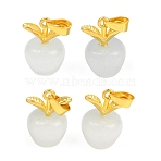 Cat Eye Pendants, with Golden Tone Alloy Findings, Apple Charm, White, 20x14mm(FIND-SZC0010-536)