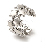 Rack Plating Brass Cuff Rings, Long-Lasting Plated, Lead Free & Cadmium Free, Star, Platinum, Adjustable(RJEW-H228-17P)