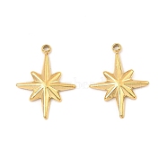 304 Stainless Steel Pendants, Star Charm, Real 18K Gold Plated, 15x11.5x1.8mm, Hole: 1mm(STAS-A089-17G)