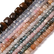 Natural Mixed Gemstone Beads Strands, Faceted, Cube, 2~4x2~4.5x2~4.5mm, Hole: 0.7mm, about 91~166pcs/strand, 14.92~15''(37.9~38.1cm)(G-A097-D03-07)