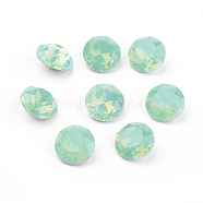 Pointed Back & Back Plated K9 Glass Rhinestone Cabochons, Grade A, Faceted, Flat Round, Pacific Opal, 10x5mm(X-RGLA-J012-10mm-390)