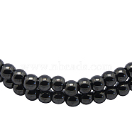 Magnetic Synthetic Hematite Beads Strands, Round, Black, about 5mm in diameter, hole: about 0.8mm, 16 inch(X-IM5mm201)