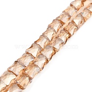 AB Color Plated Transparent Glass Beads Strands, Faceted Bamboo Stick, Peru, 10.5~11x8x5mm, Hole: 1mm, about 59~60pcs/strand, 24.41~24.80''(62~63cm)(EGLA-P051-06A-A06)