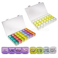 Plastic Bead Containers, Flip Top Bead Storage, Removable, 28 Compartments, Rectangle, Mixed Color, 2.4~17.5x2.5~10.8x2.3~2.6cm(CON-SZ0001-27)