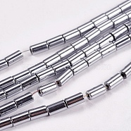 Electroplate Non-magnetic Synthetic Hematite Beads Strands, Column, Grade A, Platinum Plated, 5x3mm, Hole: 1mm, about 80pcs/strand, 16 inch(G-J162-C-05)