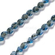 Electroplate Glass Beads Strands, Pearl Luster Plated, Nuggets, Marine Blue, 7x6.5x6mm, Hole: 0.9mm, about 90pcs/strand, 24.41 inch(62cm)(EGLA-L038-PL01)