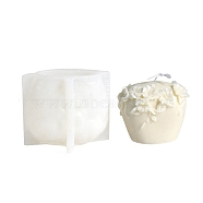 3D Pillar with Flower DIY Candle Silicone Molds, for Scented Candle Making, White, 8.8x11x8.5cm(DIY-A047-03C)