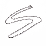 201 Surgical Stainless Steel Curb Chain Necklace for Women Men, Stainless Steel Color, 23.62 inch(60cm)(NJEW-P268-A38-1X5)