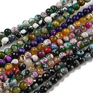 Natural Weathered Agate Faceted Round Beads Strands, Dyed, Grade A, Mixed Color, 6mm, Hole: 1mm, about 61pcs/strand, 15 inch(G-A134-02-6mm)