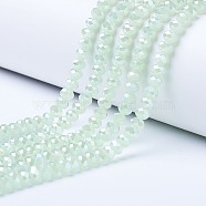 Electroplate Glass Beads Strands, Imitation Jade Beads, AB Color Plated, Faceted, Rondelle, Pale Green, 2x1.5mm, Hole: 0.4mm; about 195pcs/strand, 11 inch(27.5cm).(EGLA-A034-J1mm-B03)