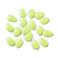 Opaque Acrylic Charms, Faceted, Teardrop Charms, Yellow Green, 13x8x3mm, Hole: 1.4mm(MACR-F079-07N)