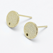 Brass Stud Earring Findings, Long-Lasting Plated, Real 18K Gold Plated, Nickel Free, Flat Round, 8x1mm, Hole: 1mm, Pin: 0.8mm(KK-F728-22G-NF)