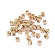 Rack Plating Brass Spacer Beads, Long-Lasting Plated, Cube, Real Rose Gold Plated, 1.8x1.8x1.8mm, Hole: 1.2mm(X-KK-F801-11-RG)