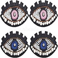 CHGCRAFT 4Pcs 2 Colors Computerized Embroidery Cloth Iron On Patches, Stick On Patch, Costume Accessories, Plastic Beaded Appliques, with Crystal Rhinestone, Eye, Mixed Color, 59x91x9mm, 2pcs/color(PATC-CA0001-02)