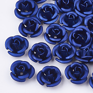 Aluminum Beads, Frosted, Long-Lasting Plated, 3-Petal Flower, Royal Blue, 6x4.5mm, Hole: 0.8mm(X-FALUM-T001-02A-37)