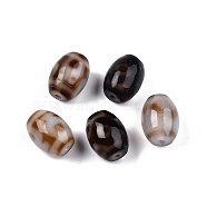 Tibetan Style dZi Beads, Natural Agate Beads, Dyed, Oval, Mixed Patterns, 19~20x15mm, Hole: 1.6~2mm(TDZI-N002-01A)