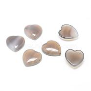 Natural Grey Agate Cabochons, Heart, 25x23x7.5mm(G-T029-23x25mm-12)