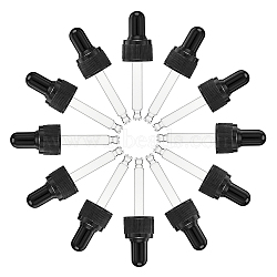 Straight Tip Glass Droppers, with Rubber Bulb and Screw Cap, for Glass Essential Oils Dropper Bottles, Black, 73.5x21mm, Capacity: 10ml, 24sets/box(MRMJ-FH0001-04B)