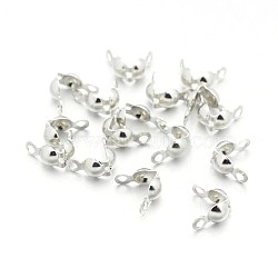 Iron Bead Tips, Open Clamshell Bead Tips, Platinum, 8x4mm, Hole: 1mm, Inner Diameter: 4mm(IFIN-L004-02)