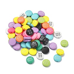 Spray Painted Alloy Beads, Flat Round, Mixed Color, 10x3mm, Hole: 1.2mm(PALLOY-Q445-18)