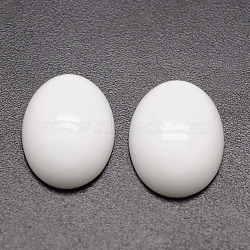 Oval Opaque Glass Cabochons, White, 25x18x6mm(G-K020-25x18mm-12)