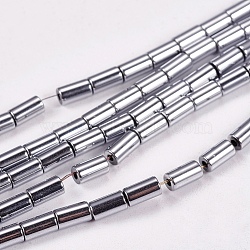 Electroplate Non-magnetic Synthetic Hematite Beads Strands, Column, Grade A, Platinum Plated, 5x3mm, Hole: 1mm, about 80pcs/strand, 16 inch(G-J162-C-05)
