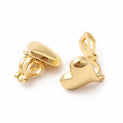 Alloy Clip-on Earring Findings, with Horizontal Loops, Heart, Golden, 16x14x9.5mm, Hole: 1.2mm(PALLOY-M208-07G)