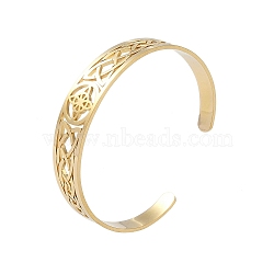 Hollow Out Knot 304 Stainless Steel Open Cuff Bangles for Women, Real 18K Gold Plated, Inner Diameter: 2-3/8 inch(6.1cm)(BJEW-G701-02G)