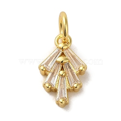 Brass Micro Pave Clear Cubic Zirconia Pendants, Firecracker, Real 18K Gold Plated, 14x9x2.6mm, Hole: 3.8mm(KK-R162-025G)