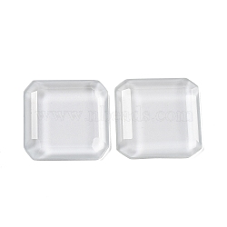 Glass Cabochons, Flat Back, Faceted, Square, Clear, 25.5x25.5x5mm(GLAA-D016-12D)