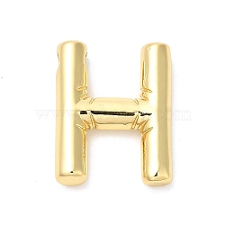 Rack Plating Brass Pendants, Balloon Letter Charm, for Personalized Name Necklaces Making, Long-Lasting Plated, Lead Free & Cadmium Free, Real 18K Gold Plated, Letter H, 22x17x4.5mm, hole: 3x2mm(KK-R143-21G-H)