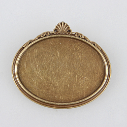 Vintage Alloy Brooch Cabochon Bezel Settings, with Iron Pin Brooch Back Bar Findings, Oval, Cadmium Free & Nickel Free & Lead Free, Antique Bronze, Tray: 40x30mm, 40x45x2mm, Pin: 0.6mm(PALLOY-N0085-08AB-NF)