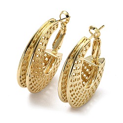 Rack Plating Brass Hollow Teardrop Hoop Earrings, Lead Free & Cadmium Free, Real 18K Gold Plated, 33x27x10mm(EJEW-D063-03G)