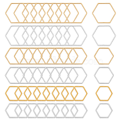 60Pcs 6 Styles 304 & 201 Stainless Steel Linking Rings, Hexagon, Golden & Stainless Steel Color, 13.5~23x12~20x1mm, Inner Diameter: 11.5~21x10~18mm, 10pcs/style(FIND-GL0001-71)