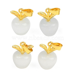 Cat Eye Pendants, with Golden Tone Alloy Findings, Apple Charm, White, 20x14mm(FIND-SZC0010-536)