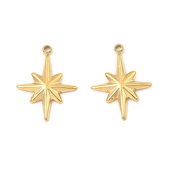 304 Stainless Steel Pendants, Star Charm, Real 18K Gold Plated, 15x11.5x1.8mm, Hole: 1mm