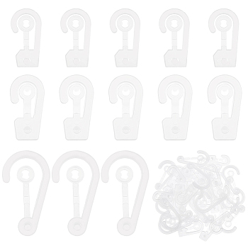 180Pcs 3 Style PP Plastic Display Snap Hooks, Package Clip Hanger, for Shirt Dress Underwear Sock Gloves, Ghost White, 38~56x20~31x2~3.5mm, Inner Diameter: 10~21mm, 60pcs/style