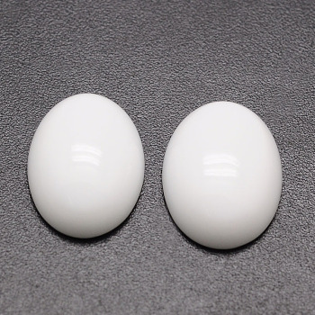 Oval Opaque Glass Cabochons, White, 25x18x6mm