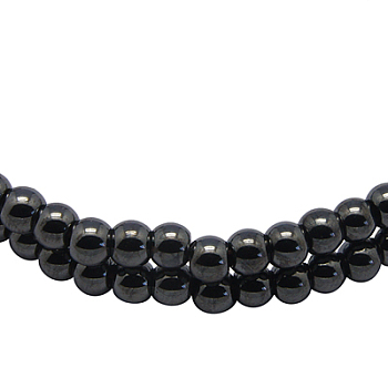 Magnetic Synthetic Hematite Beads Strands, Round, Black, about 5mm in diameter, hole: about 0.8mm, 16 inch