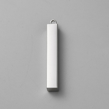 304 Stainless Steel Pendants, Rectangle/Bar Charm, Stainless Steel Color, 32.5x5x5mm, Hole: 1.8mm