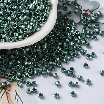 Baking Paint Glass Seed Beads, Cylinder, Dark Green, 2.5x2mm, Hole: 1.4mm, about 5039pcs/50g