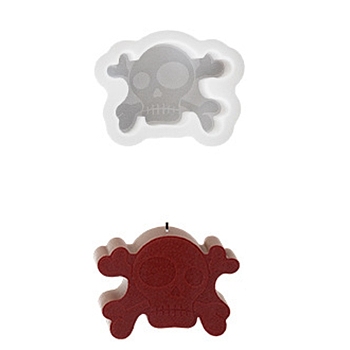 Halloween Theme DIY Shape Silicone Candle Molds, for Scented Candle Making, Skull, 80x79x26mm