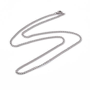 201 Surgical Stainless Steel Curb Chain Necklace for Women Men, Stainless Steel Color, 23.62 inch(60cm)
