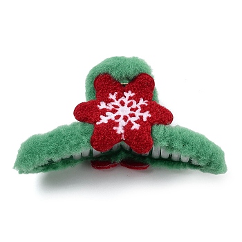 Christmas Theme Plastic Claw Hair Clips, with Cloth Doll Cover, for Woman Girls Thick Hair, Lime Green, 140x67x53mm