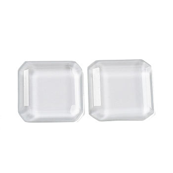 Glass Cabochons, Flat Back, Faceted, Square, Clear, 25.5x25.5x5mm