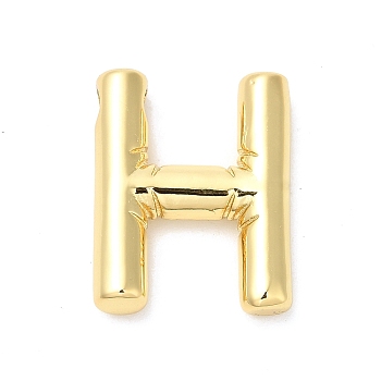 Eco-Friendly Rack Plating Brass Pendants, Long-Lasting Plated, Lead Free & Cadmium Free, Real 18K Gold Plated, Letter Charm, Letter H, 21~23x13~26x4.5~5.5mm, Hole: 2.5~3.5x1.5~2mm